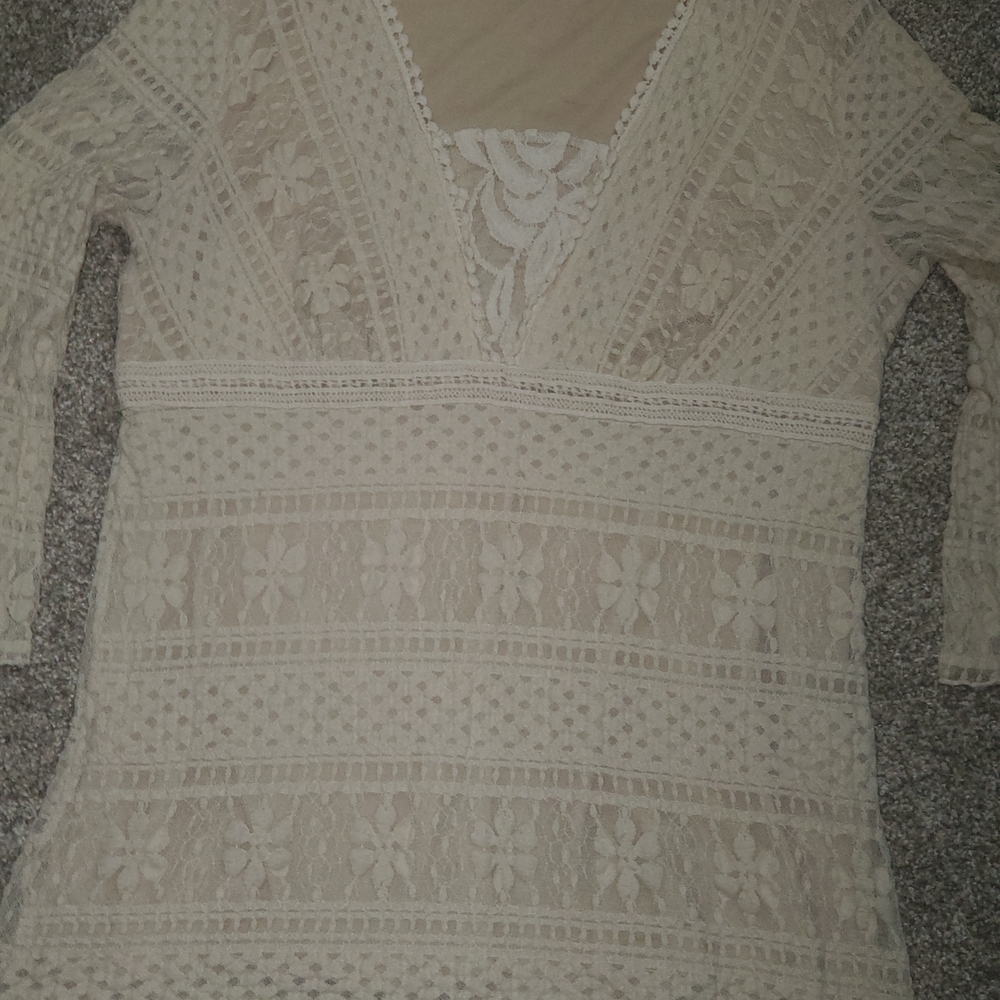 Indigo Soul Cream Lace Blouse Sz. XL